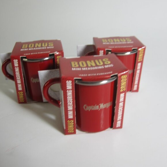 Captain Morgan Mini Measuring Mug Red Christmas Ornament Cup Rum- Lot of 3 - NEW - Picture 2 of 9